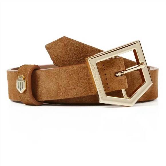 NEW FAIRFAX & FAVOR women\'s sennowe belt in tan suede